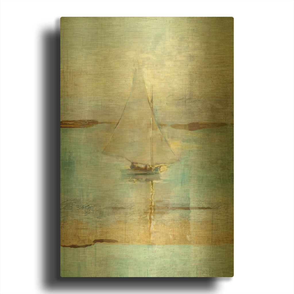 'Sailing In Dusk' By Marta Wiley Gold Metal Wall Art