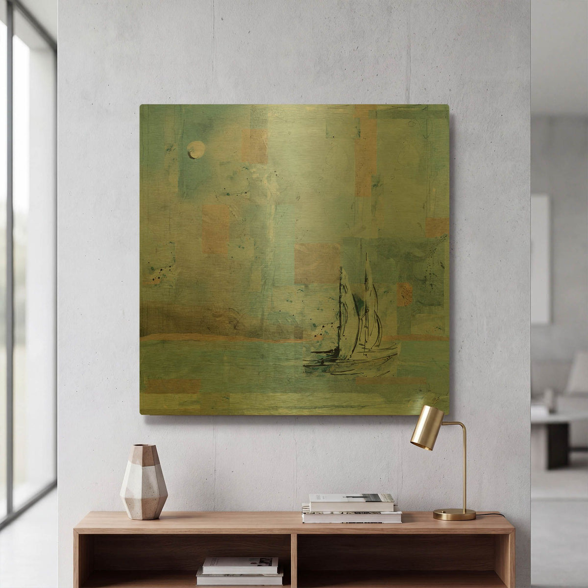 'Sailboat No. 1' By Marta Wiley Gold Metal Wall Art