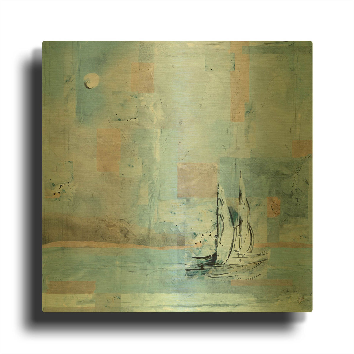'Sailboat No. 1' By Marta Wiley Gold Metal Wall Art