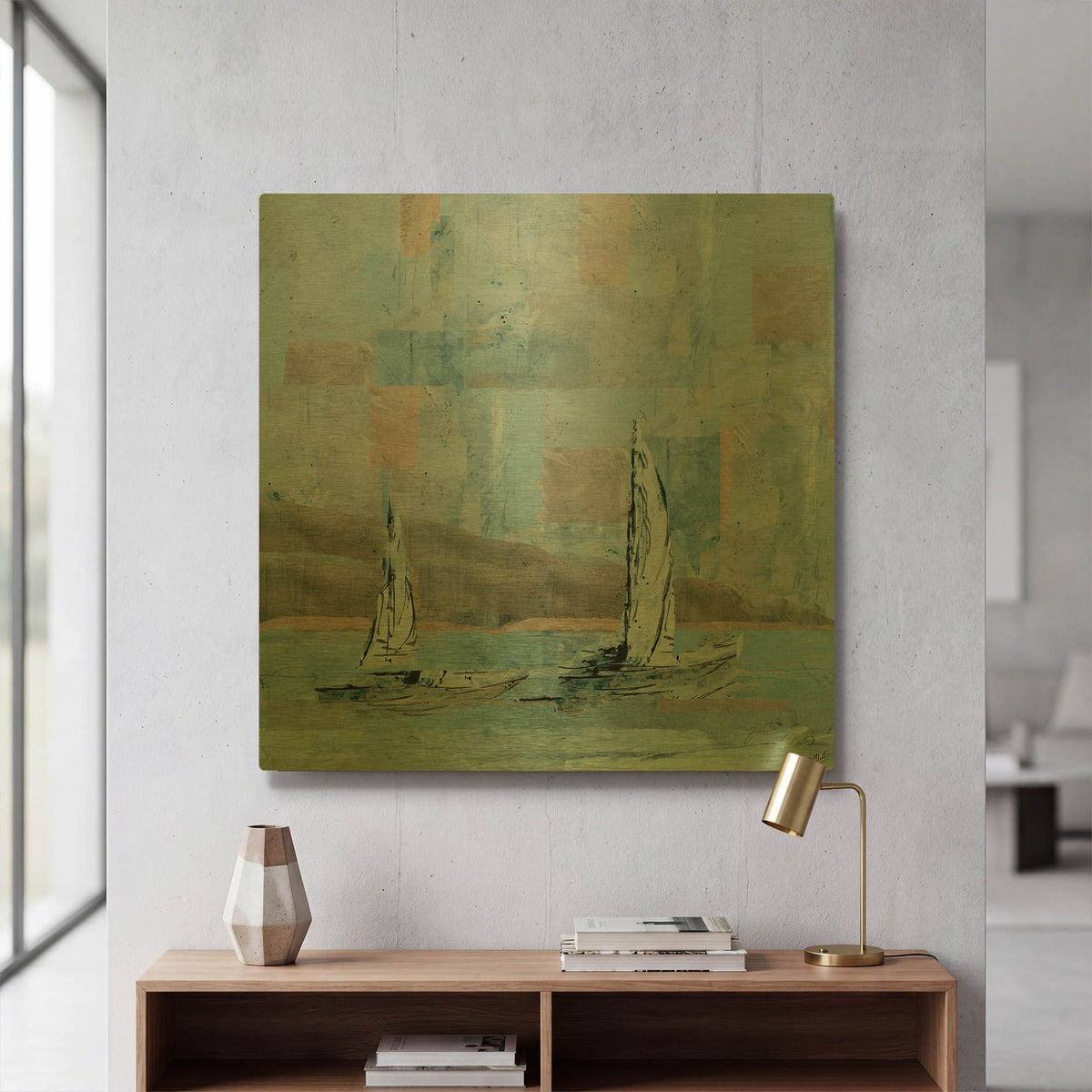 'Sailboat No. 2' By Marta Wiley Gold Metal Wall Art