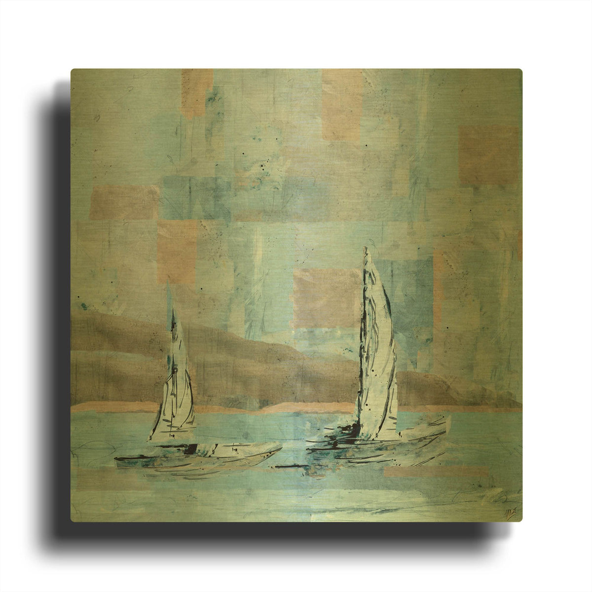 'Sailboat No. 2' By Marta Wiley Gold Metal Wall Art