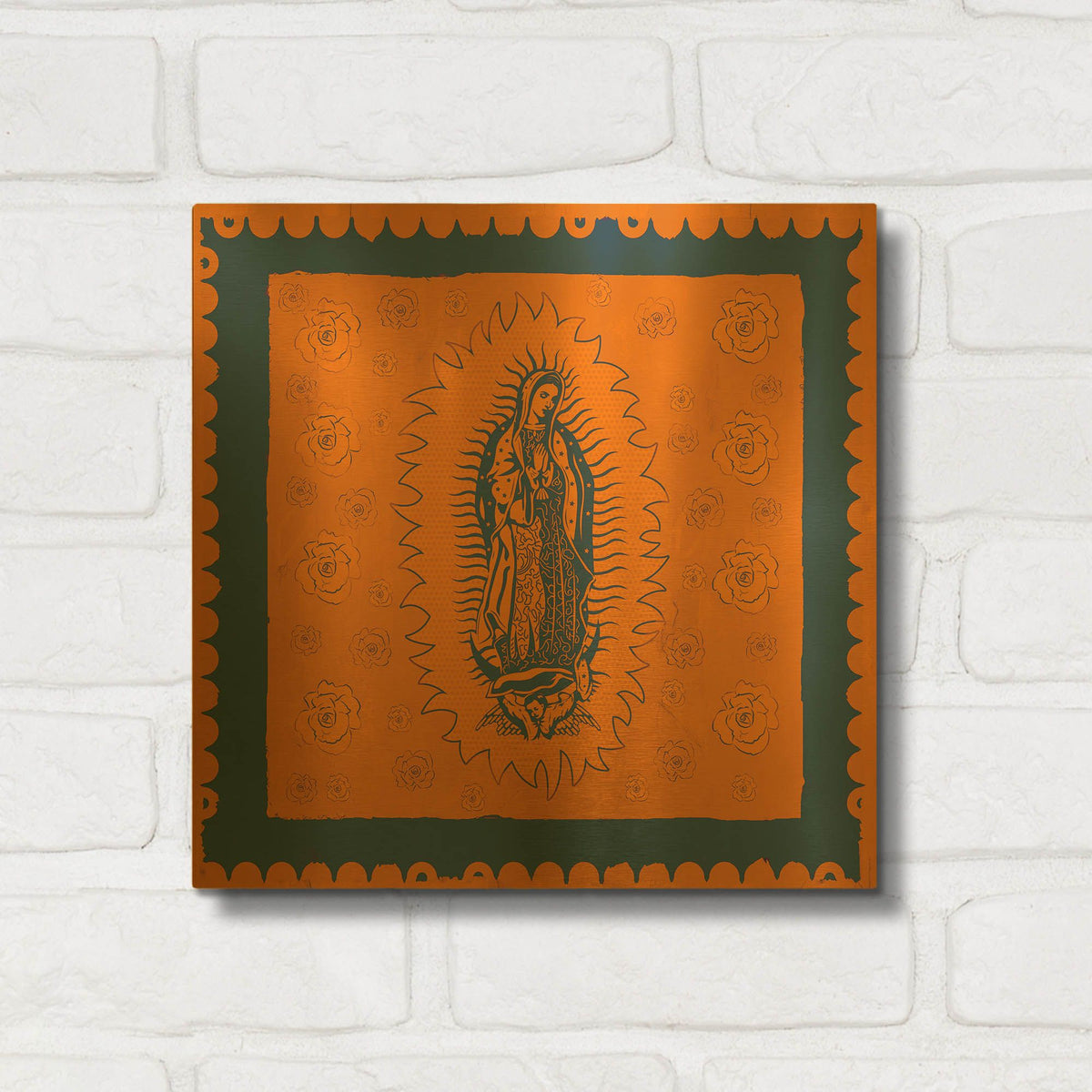 'Orange and Blue Mary' By Marta Wiley Gold Metal Wall Art