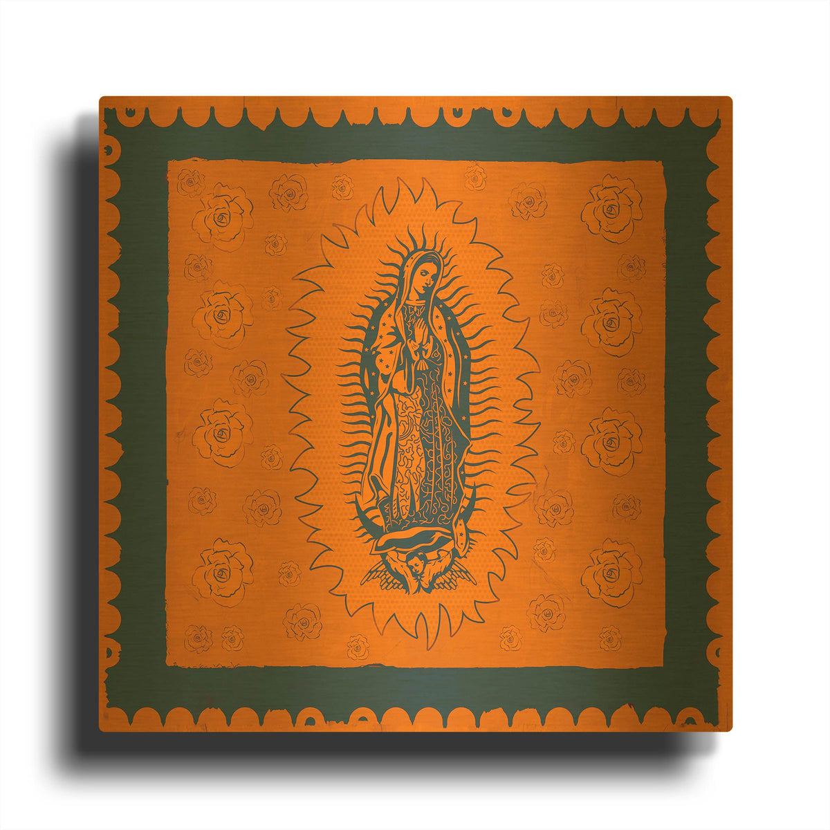 'Orange and Blue Mary' By Marta Wiley Gold Metal Wall Art