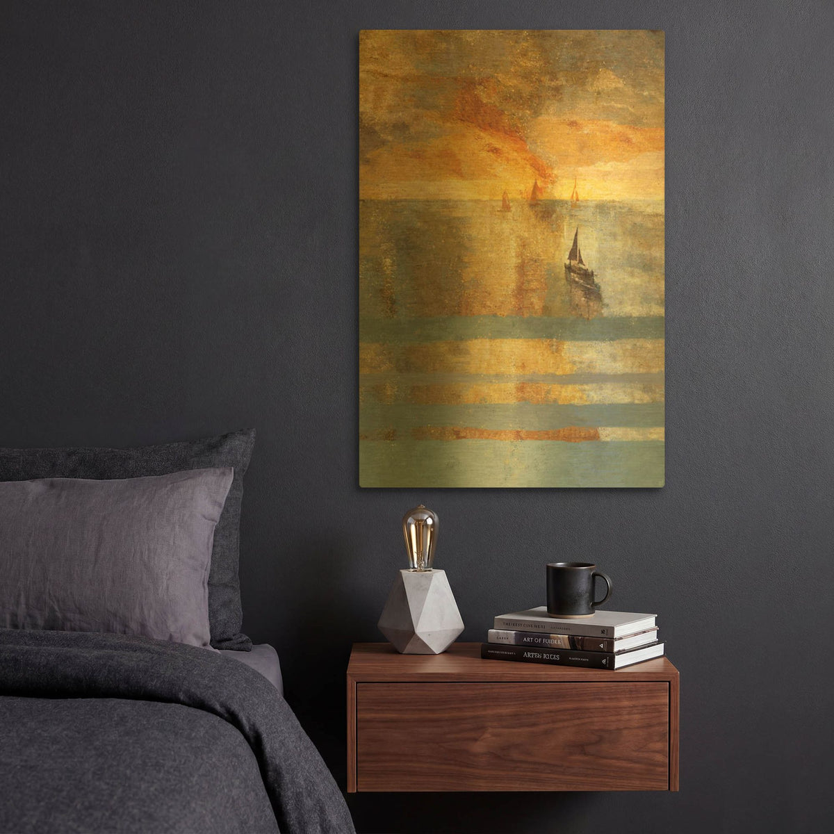 'Light on The Water No. 1' By Marta Wiley Gold Metal Wall Art