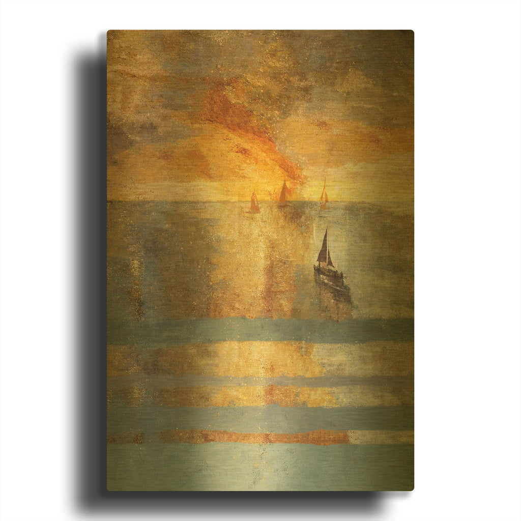 'Light on The Water No. 1' By Marta Wiley Gold Metal Wall Art