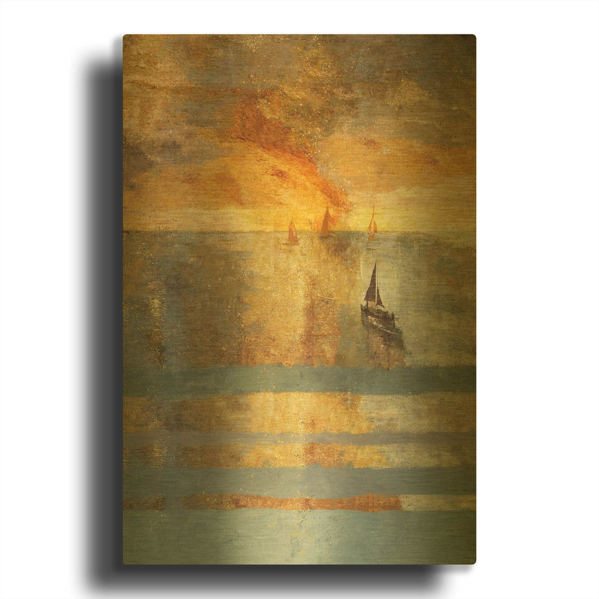 'Light on The Water No. 1' By Marta Wiley Gold Metal Wall Art