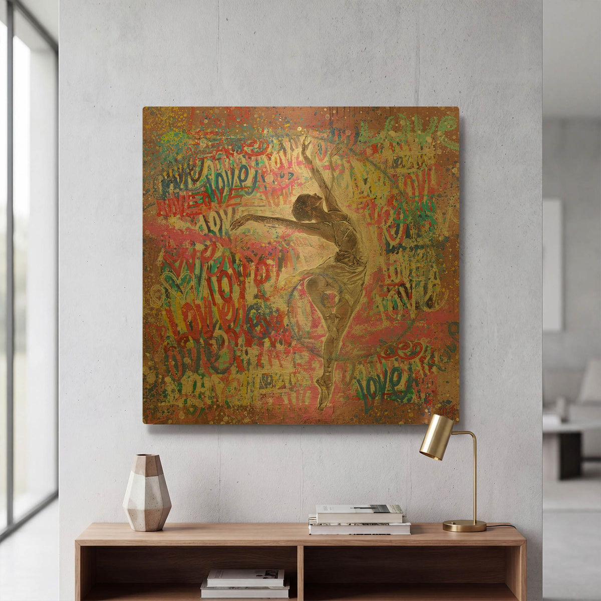 'Graffiti Ballerina 2' By Marta Wiley Gold Metal Wall Art