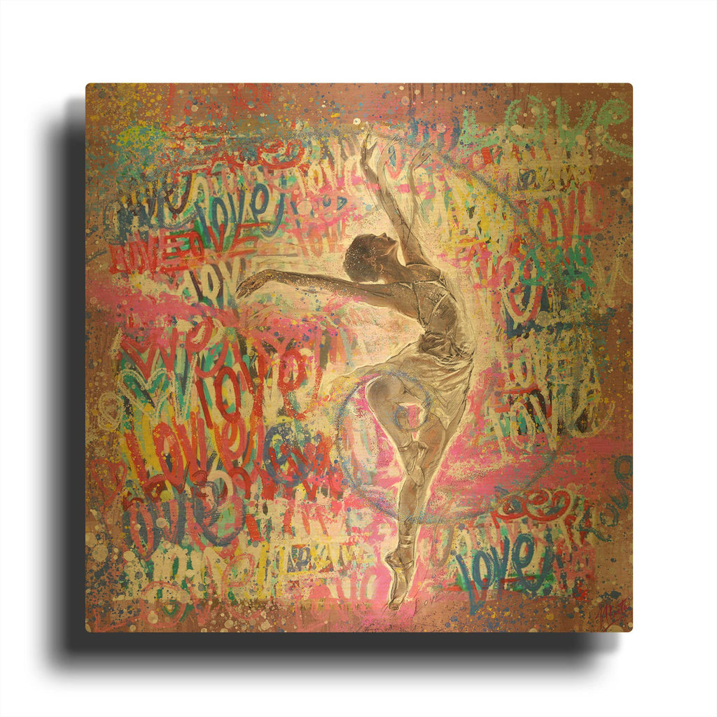 'Graffiti Ballerina 2' By Marta Wiley Gold Metal Wall Art