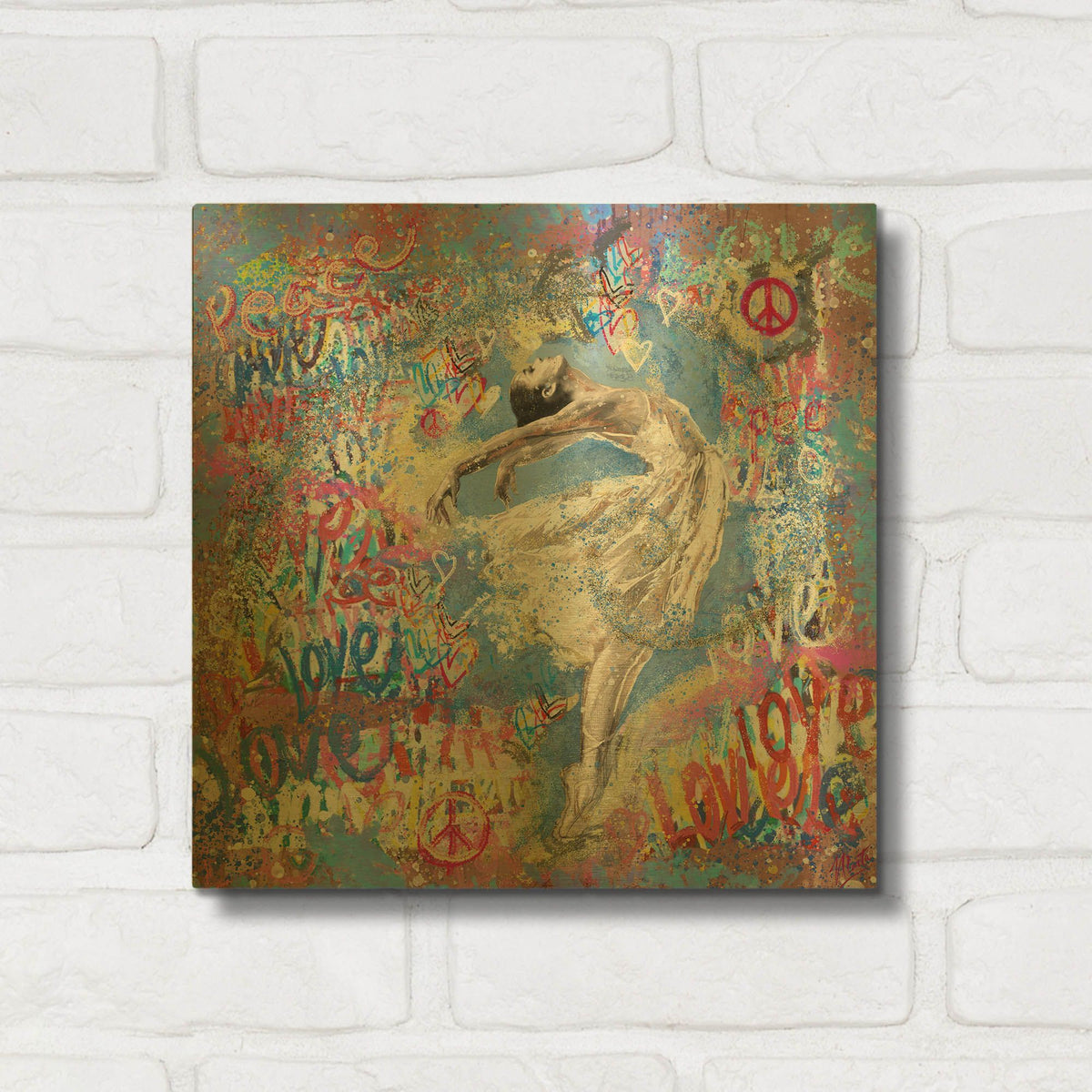 'Graffiti Ballerina 1' By Marta Wiley Gold Metal Wall Art