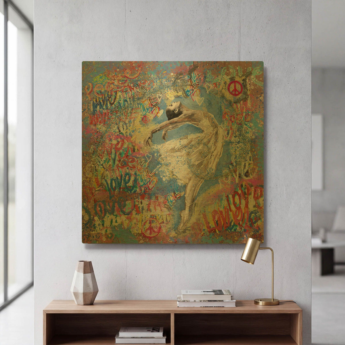 'Graffiti Ballerina 1' By Marta Wiley Gold Metal Wall Art