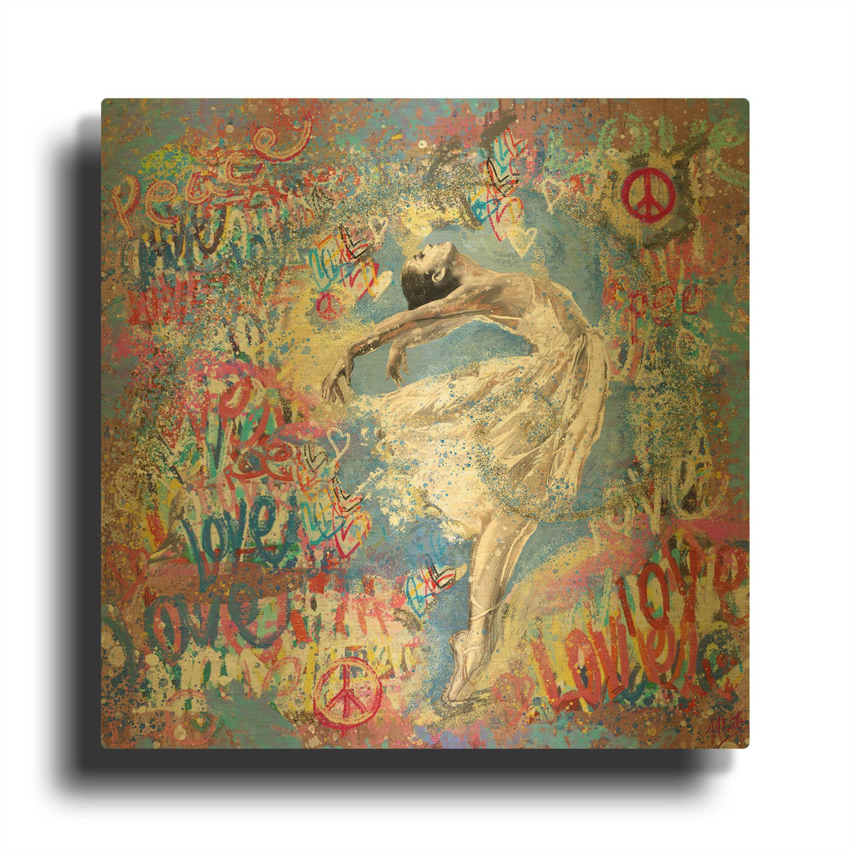 'Graffiti Ballerina 1' By Marta Wiley Gold Metal Wall Art