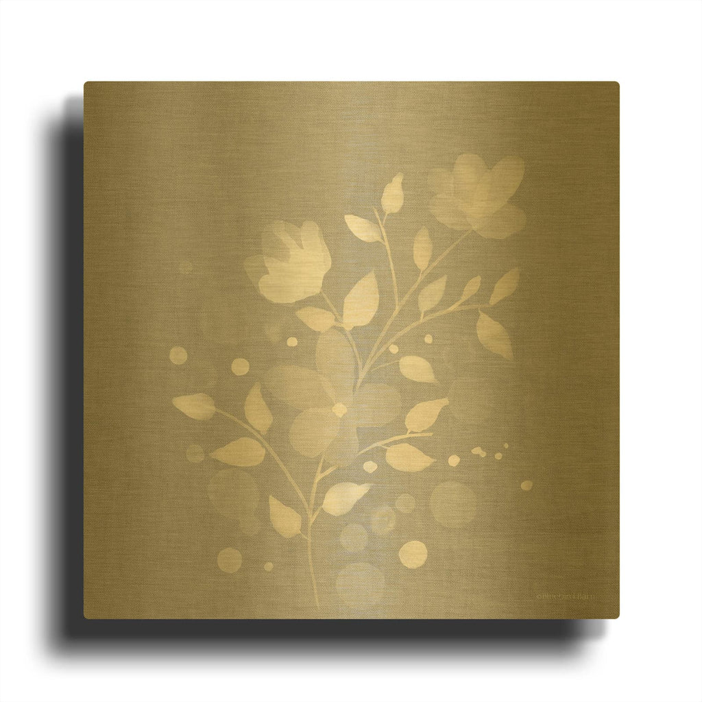 'Flower Bunch on Linen I' By Bluebird Barn Gold Metal Wall Art