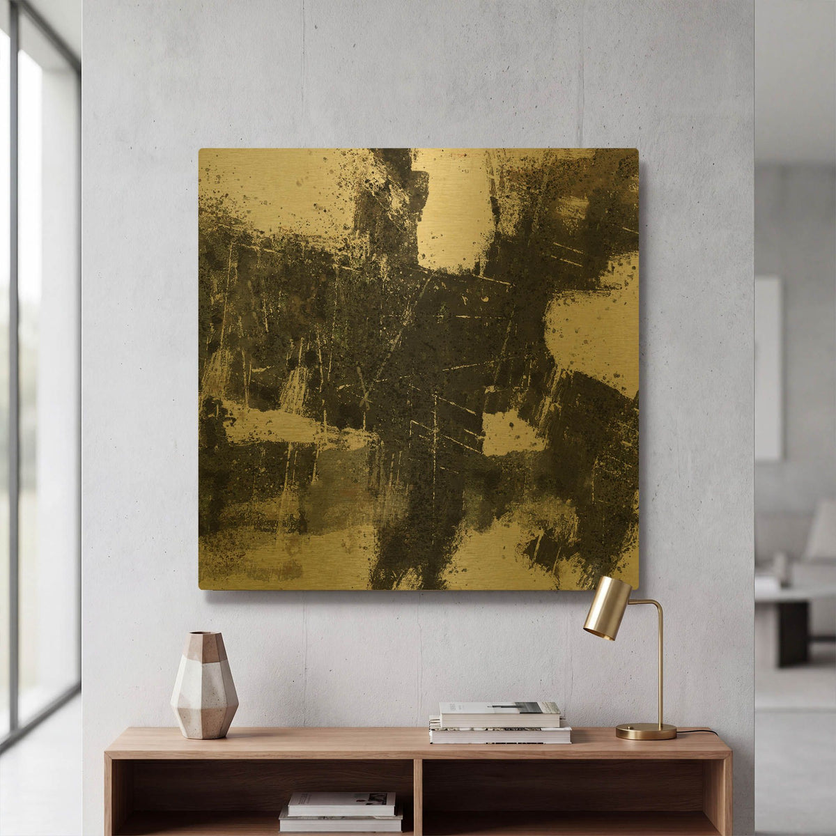 'Abstract Black and White' By Marta Wiley Gold Metal Wall Art