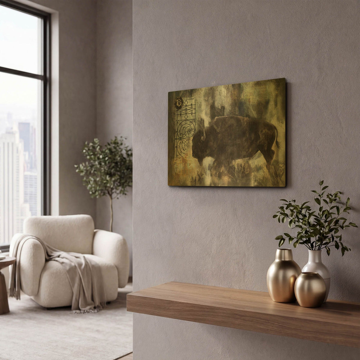 'Buffalo' By Marta Wiley Gold Metal Wall Art