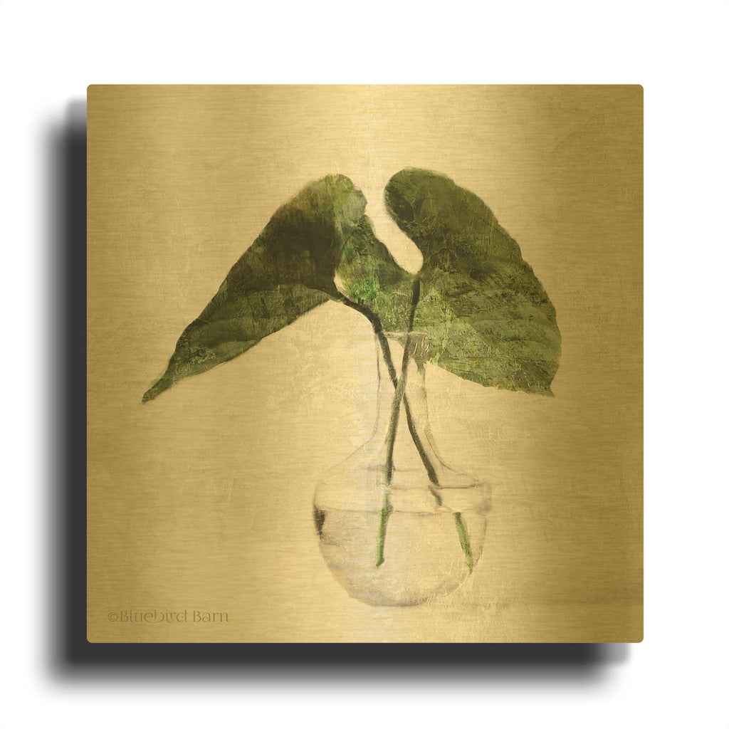 'Stems in Glass' By Bluebird Barn Gold Metal Wall Art