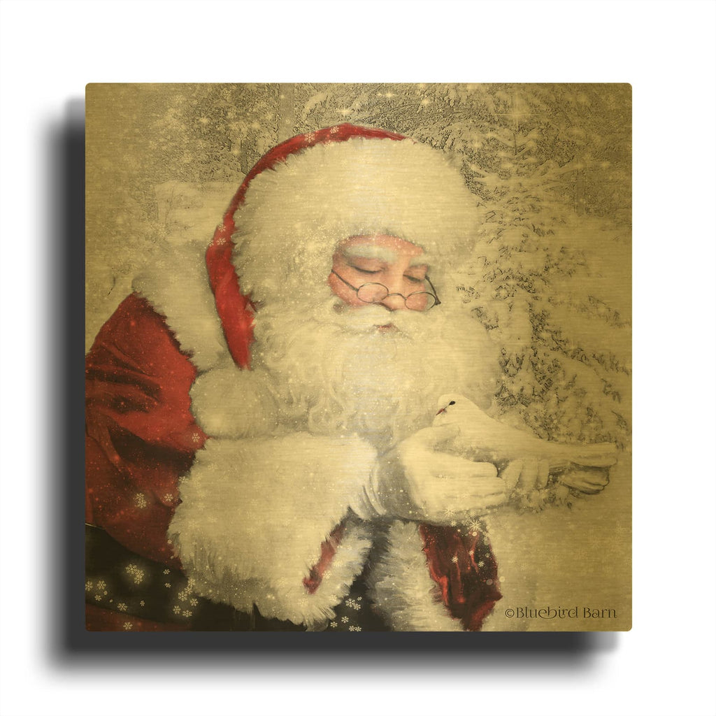 'Santa' By Bluebird Barn Gold Metal Wall Art