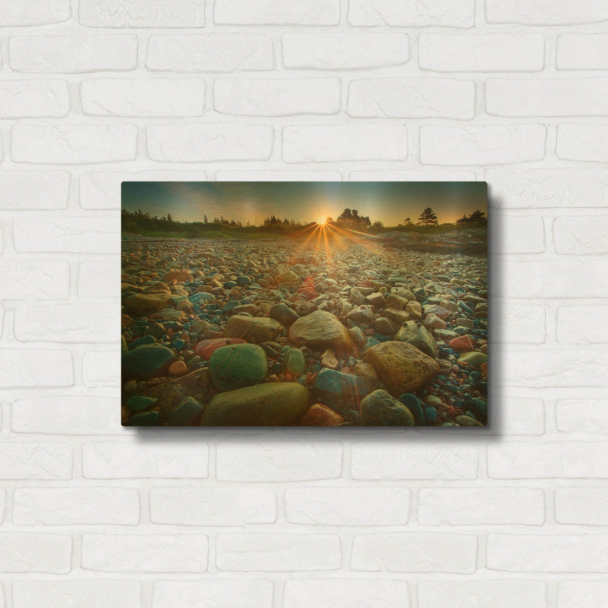 'Schoodic Rocks' By Patrick Zephyr Gold Metal Wall Art