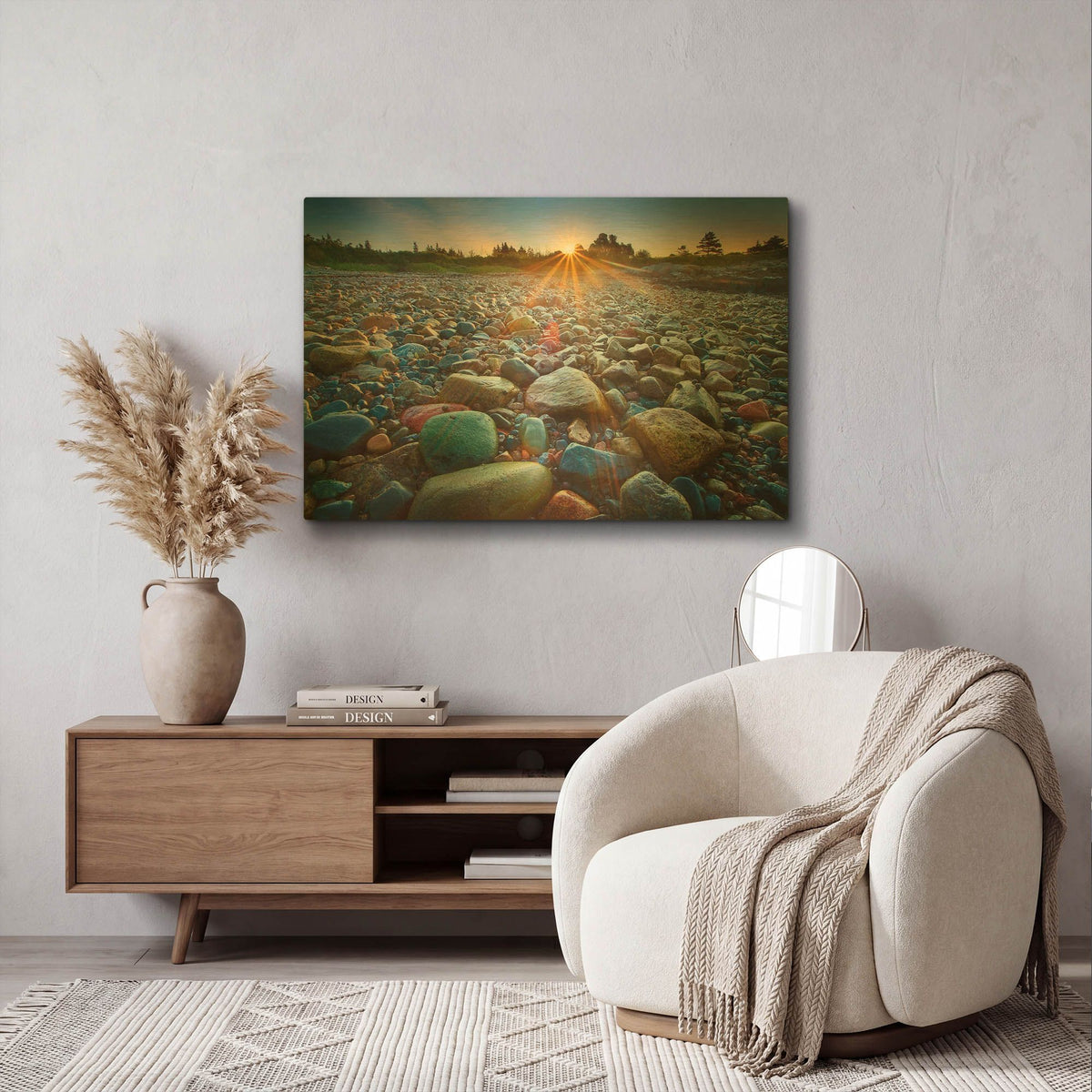 'Schoodic Rocks' By Patrick Zephyr Gold Metal Wall Art