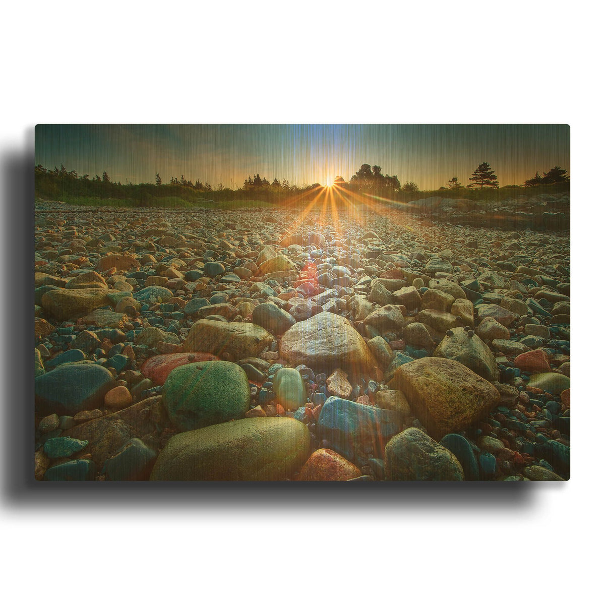 'Schoodic Rocks' By Patrick Zephyr Gold Metal Wall Art