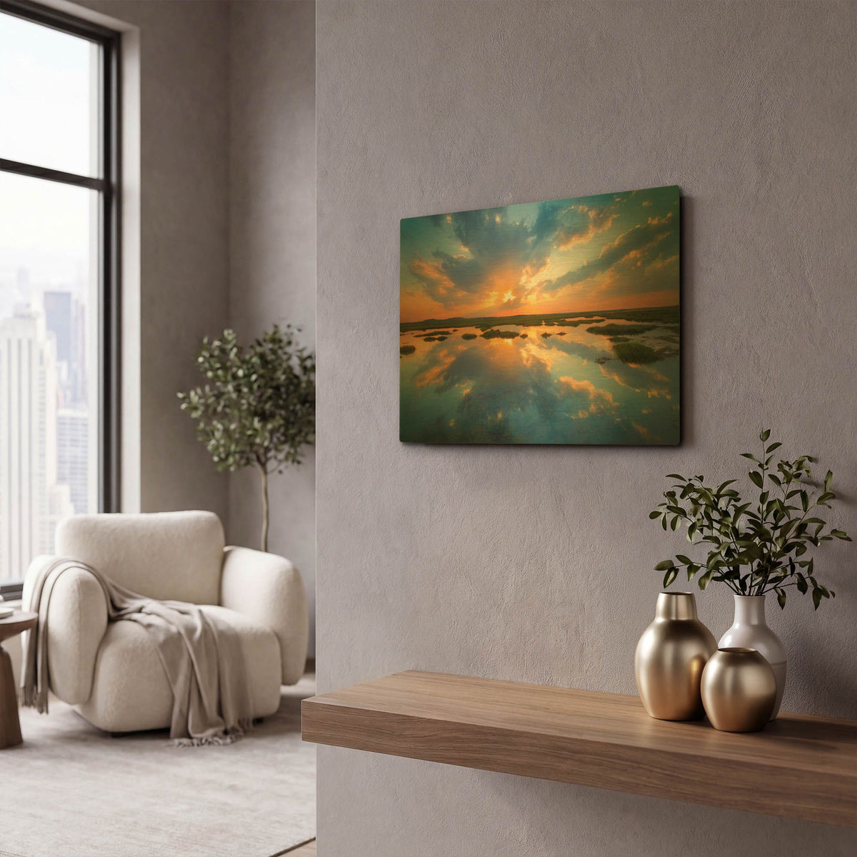 'Plum Island' By Patrick Zephyr Gold Metal Wall Art