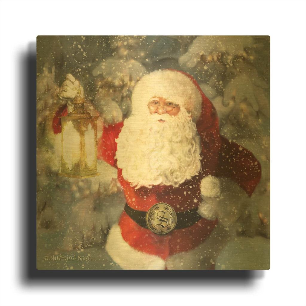 'Light the Way Santa' By Bluebird Barn Gold Metal Wall Art