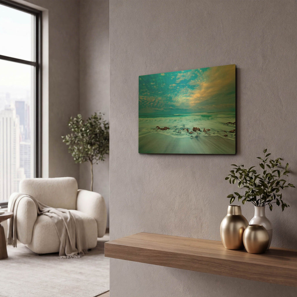 'Ocean Surf' By Patrick Zephyr Gold Metal Wall Art