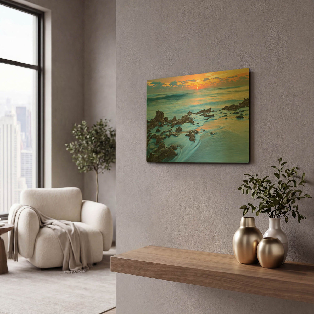 'Painted Ocean' By Patrick Zephyr Gold Metal Wall Art