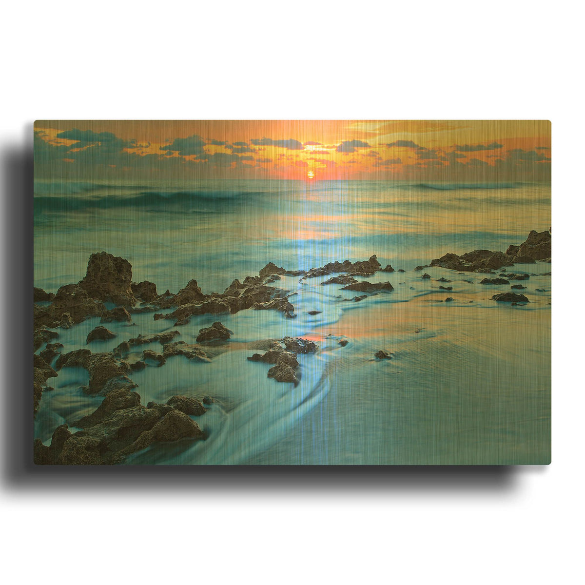 'Painted Ocean' By Patrick Zephyr Gold Metal Wall Art