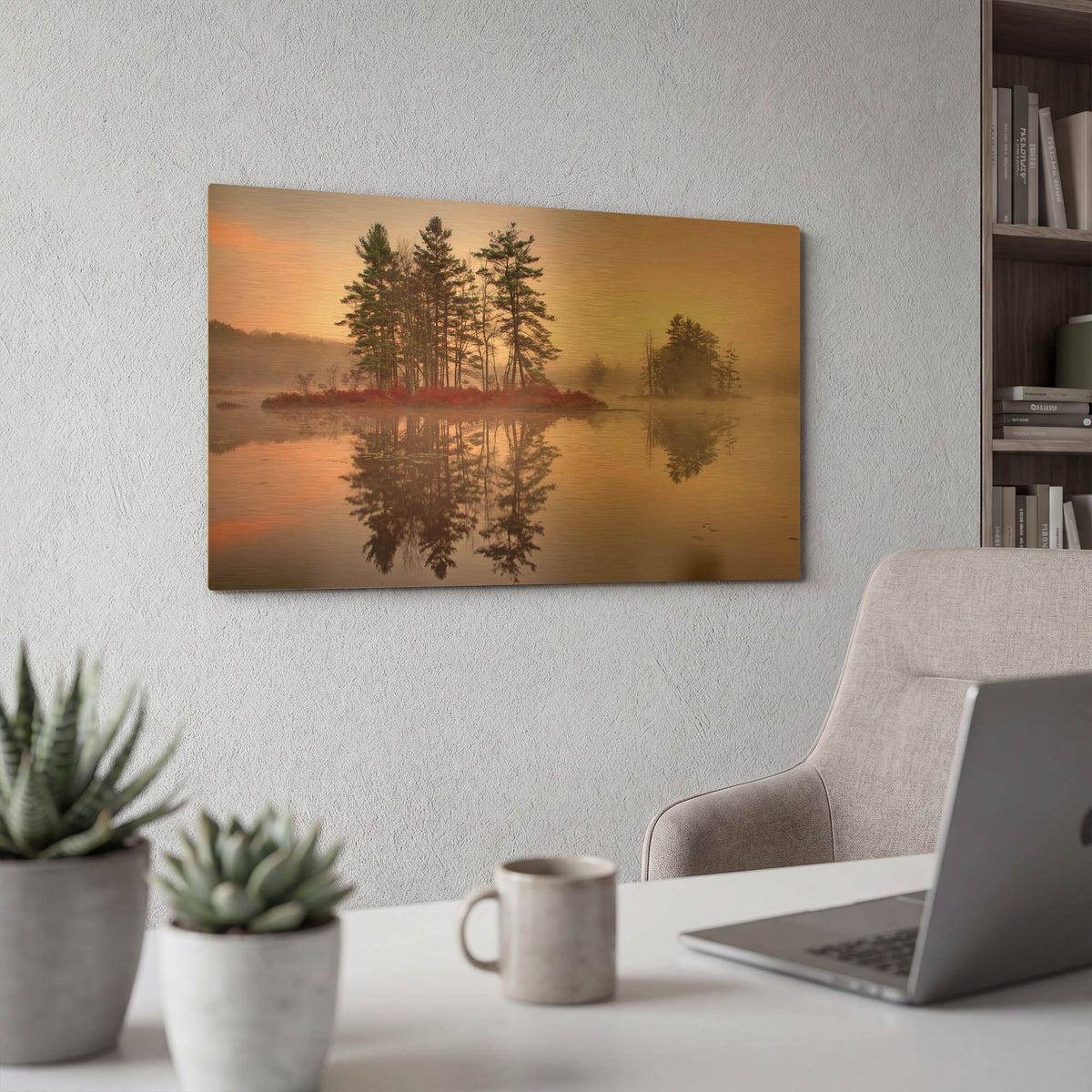 'Islands In The Pink II' By Patrick Zephyr Gold Metal Wall Art