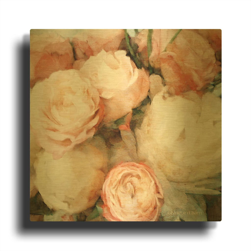 'English Rose Garden' By Bluebird Barn Gold Metal Wall Art