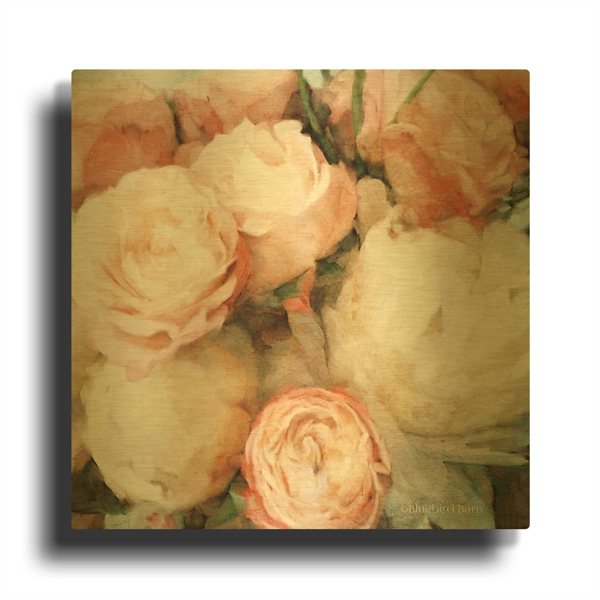 'English Rose Garden' By Bluebird Barn Gold Metal Wall Art
