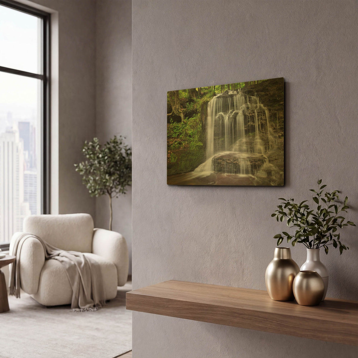 'Gunn Brooks Falls' By Patrick Zephyr Gold Metal Wall Art