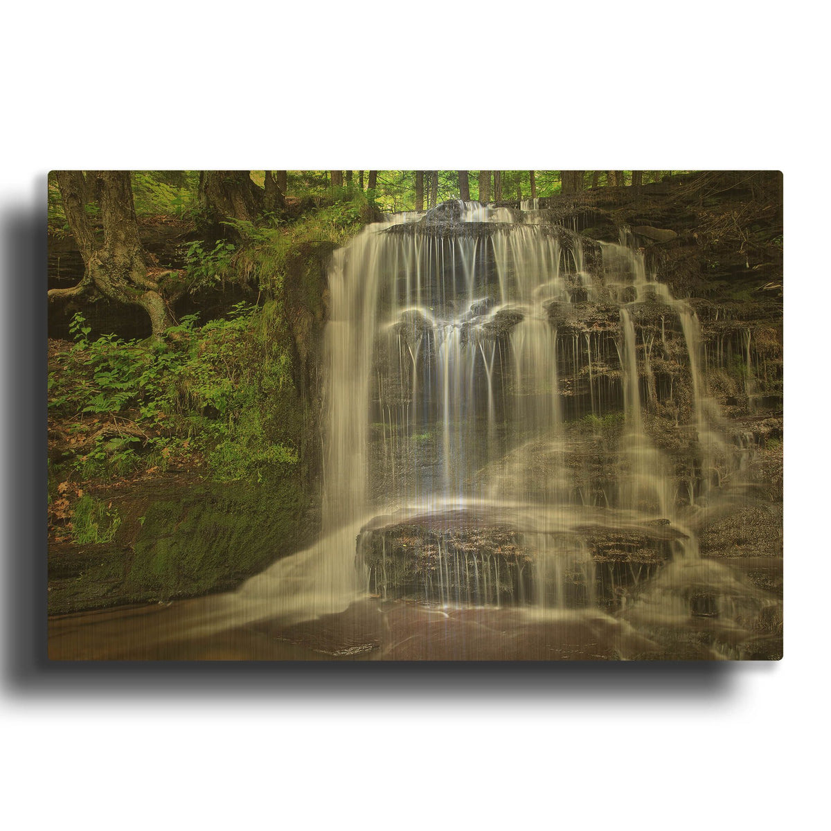 'Gunn Brooks Falls' By Patrick Zephyr Gold Metal Wall Art