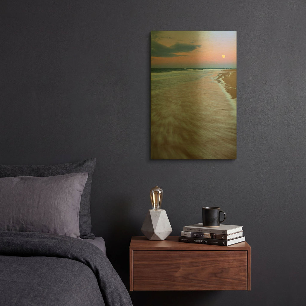 'Cape Cod Moonset' By Patrick Zephyr Gold Metal Wall Art
