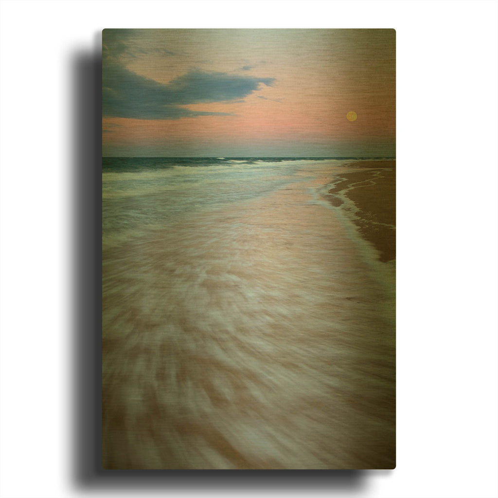 'Cape Cod Moonset' By Patrick Zephyr Gold Metal Wall Art