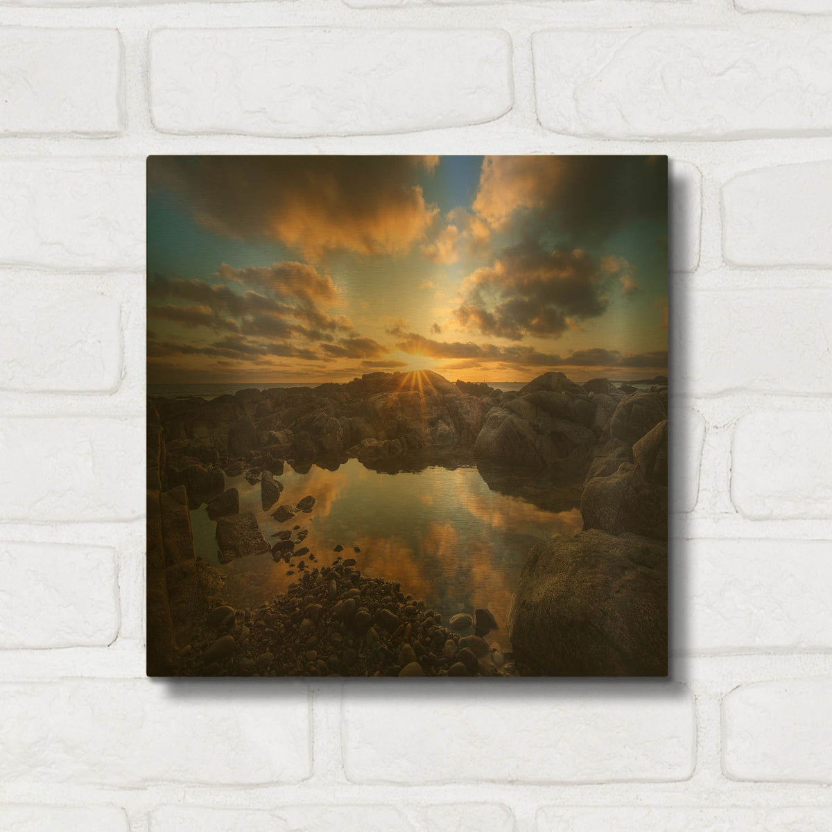 'Cohasset Mirror' By Patrick Zephyr Gold Metal Wall Art