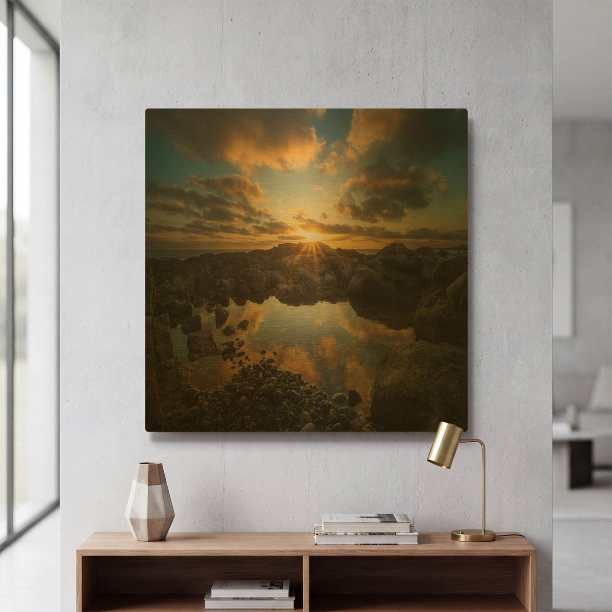 'Cohasset Mirror' By Patrick Zephyr Gold Metal Wall Art