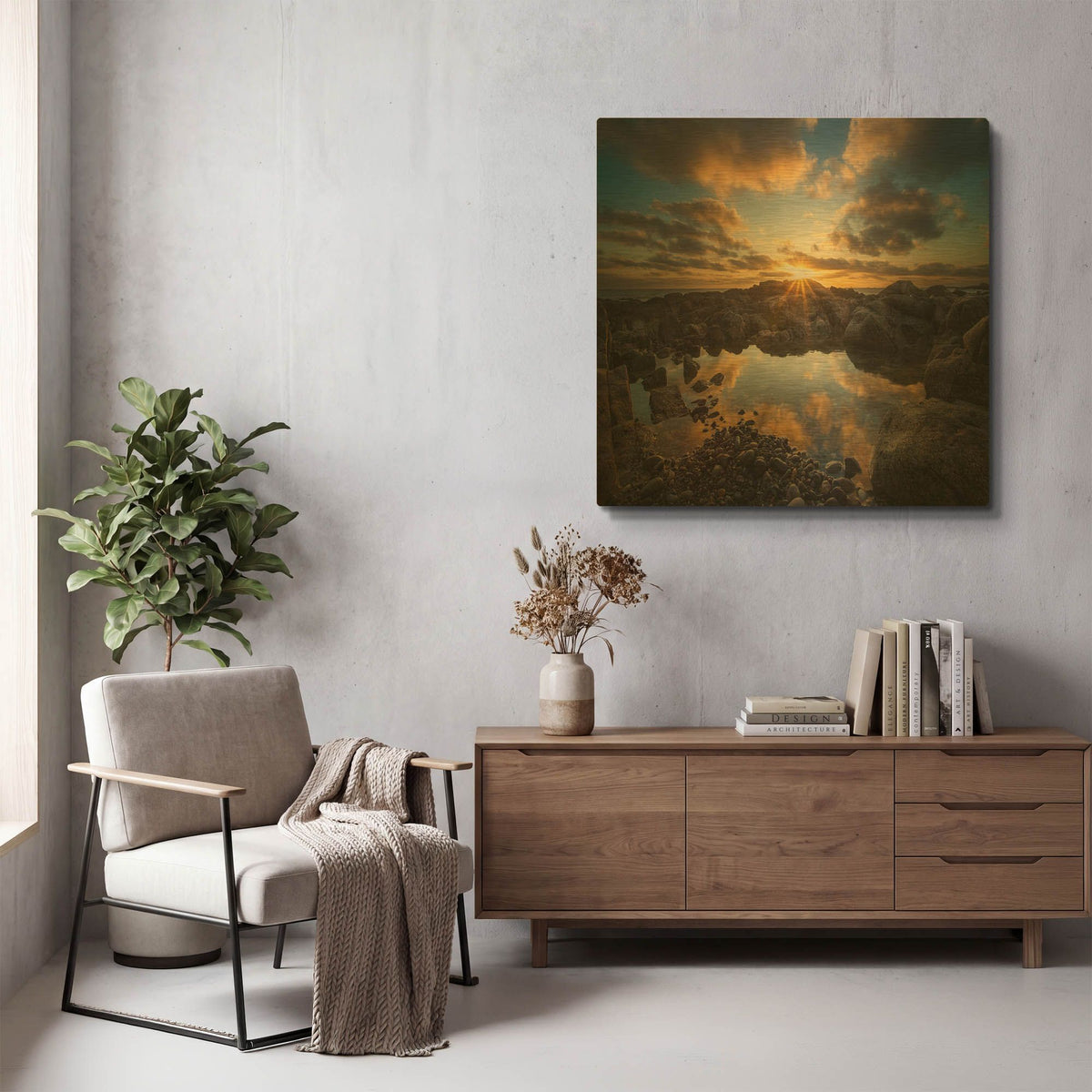 'Cohasset Mirror' By Patrick Zephyr Gold Metal Wall Art