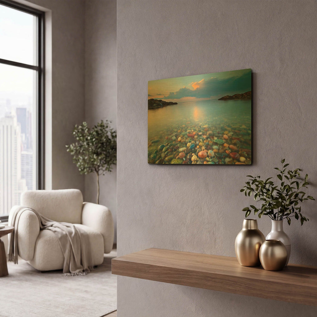 'Colored Rocks' By Patrick Zephyr Gold Metal Wall Art