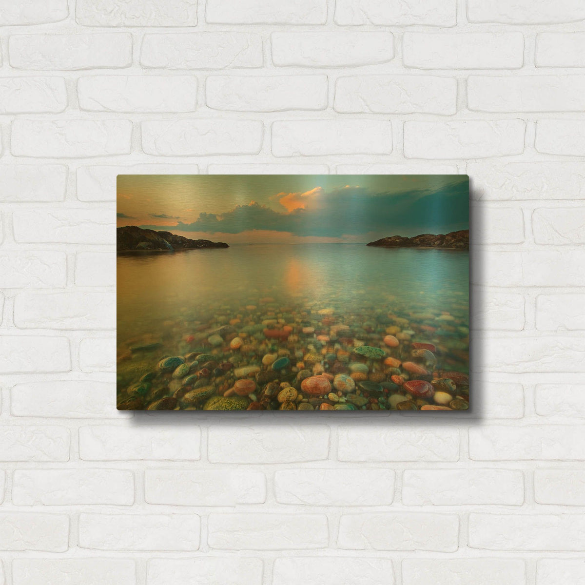 'Colored Rocks' By Patrick Zephyr Gold Metal Wall Art