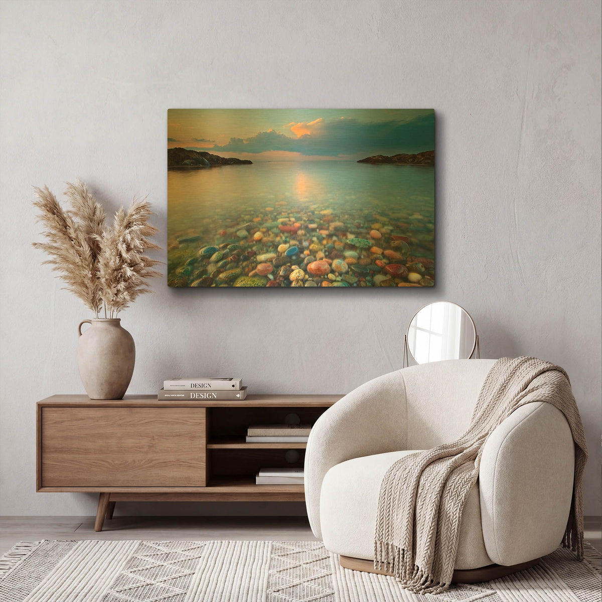 'Colored Rocks' By Patrick Zephyr Gold Metal Wall Art