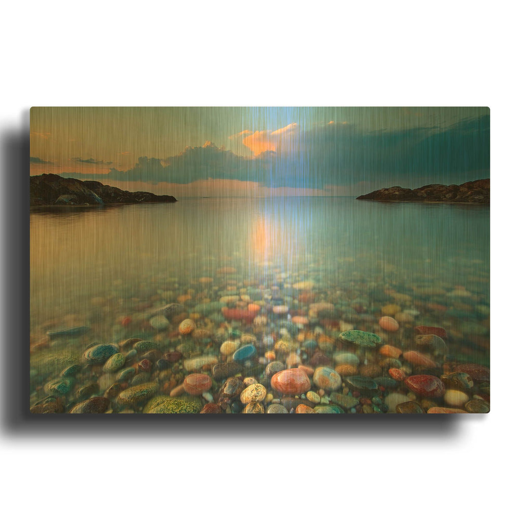 'Colored Rocks' By Patrick Zephyr Gold Metal Wall Art