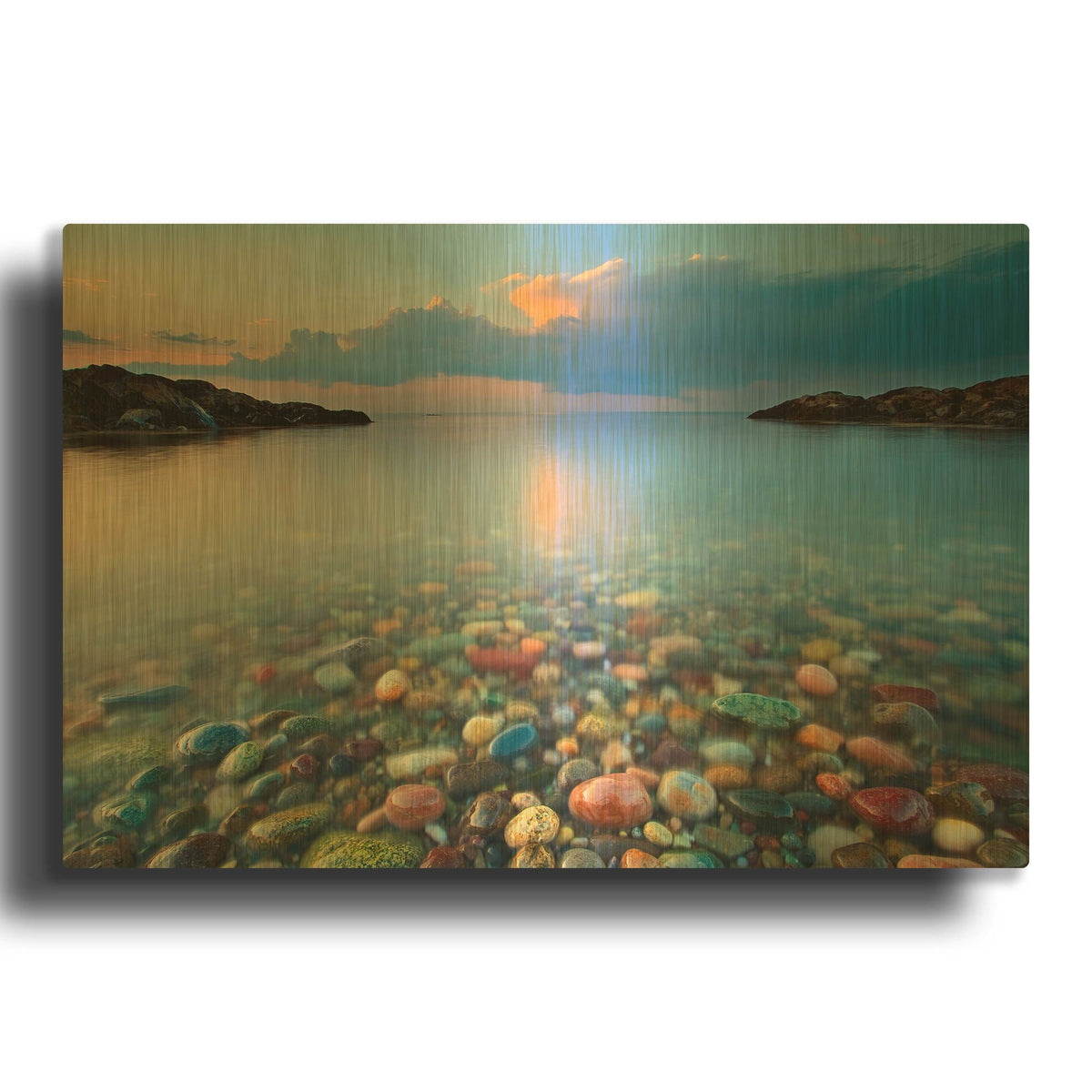'Colored Rocks' By Patrick Zephyr Gold Metal Wall Art