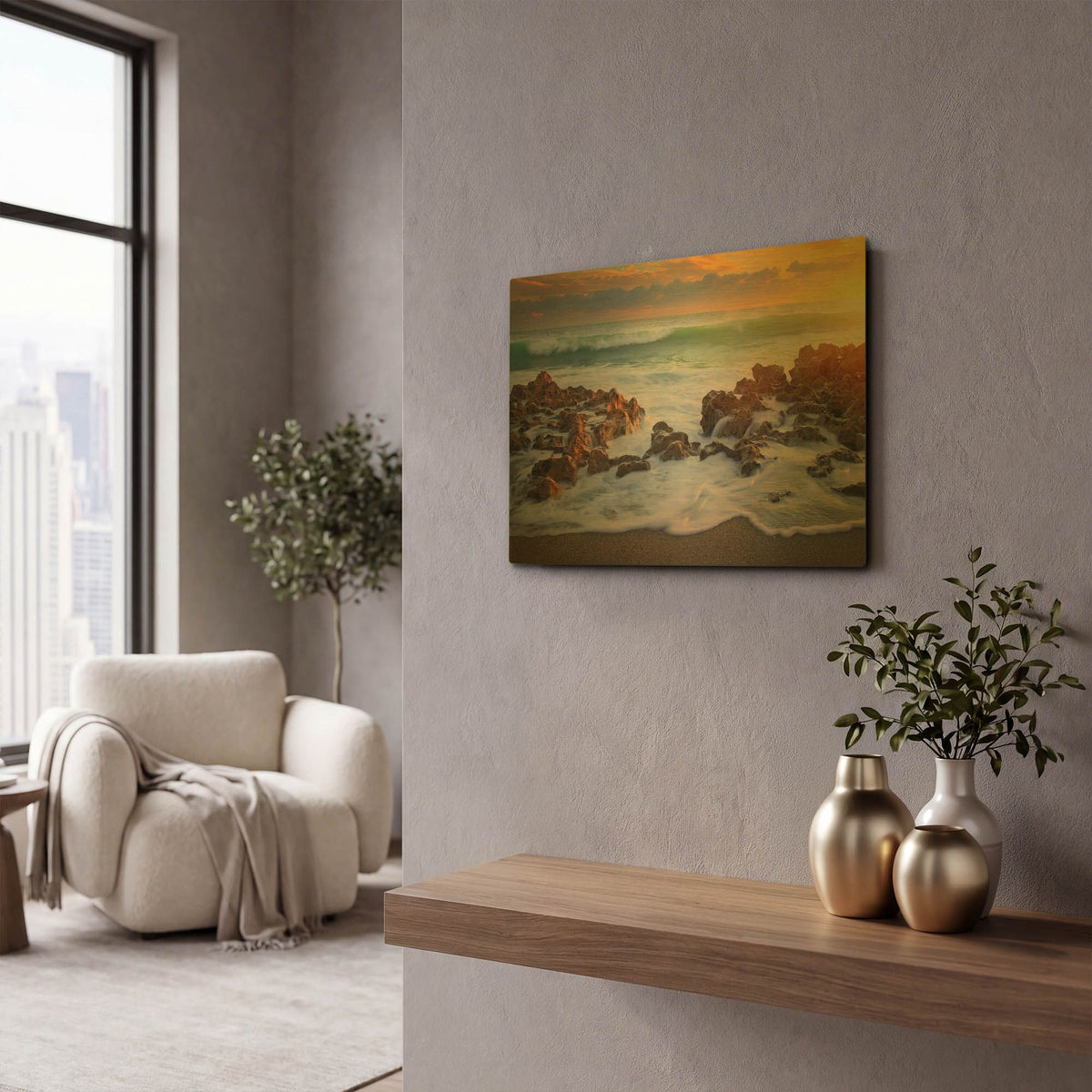 'Approaching Wave' By Patrick Zephyr Gold Metal Wall Art