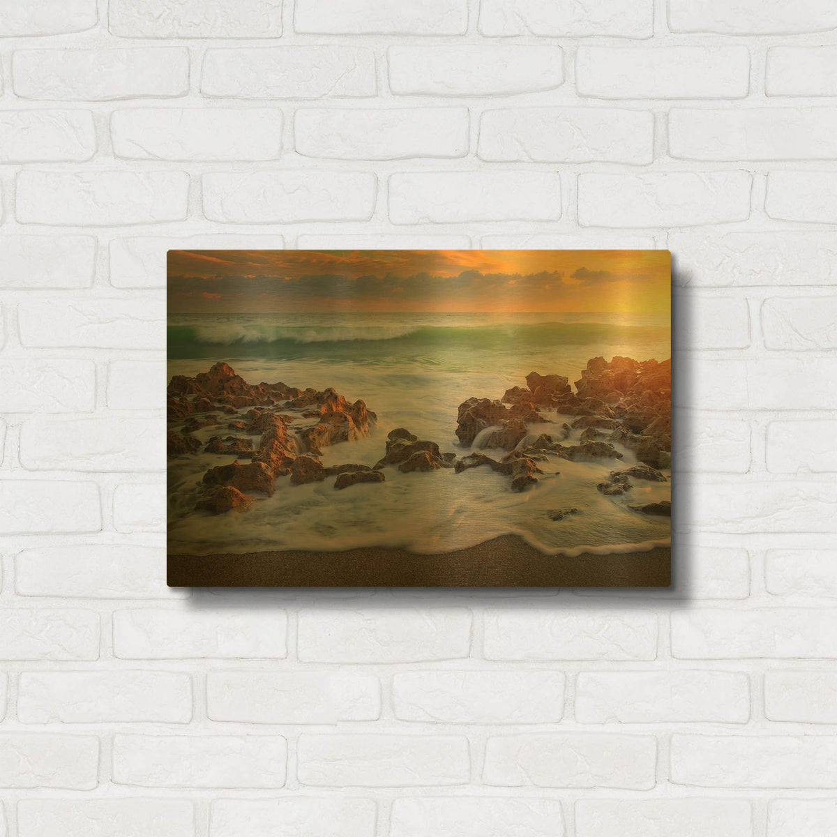 'Approaching Wave' By Patrick Zephyr Gold Metal Wall Art