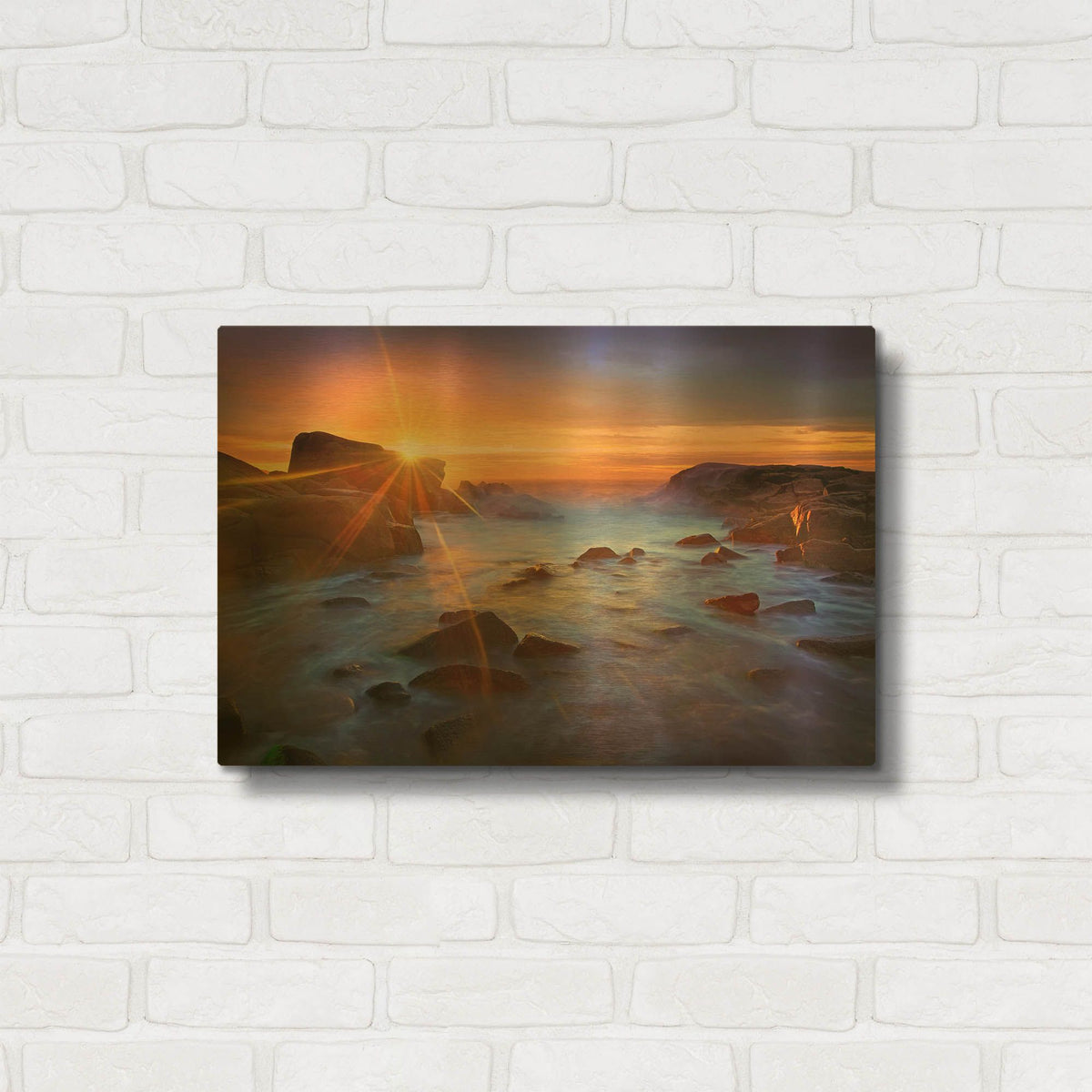 'Biddeford Sunrise' By Patrick Zephyr Gold Metal Wall Art
