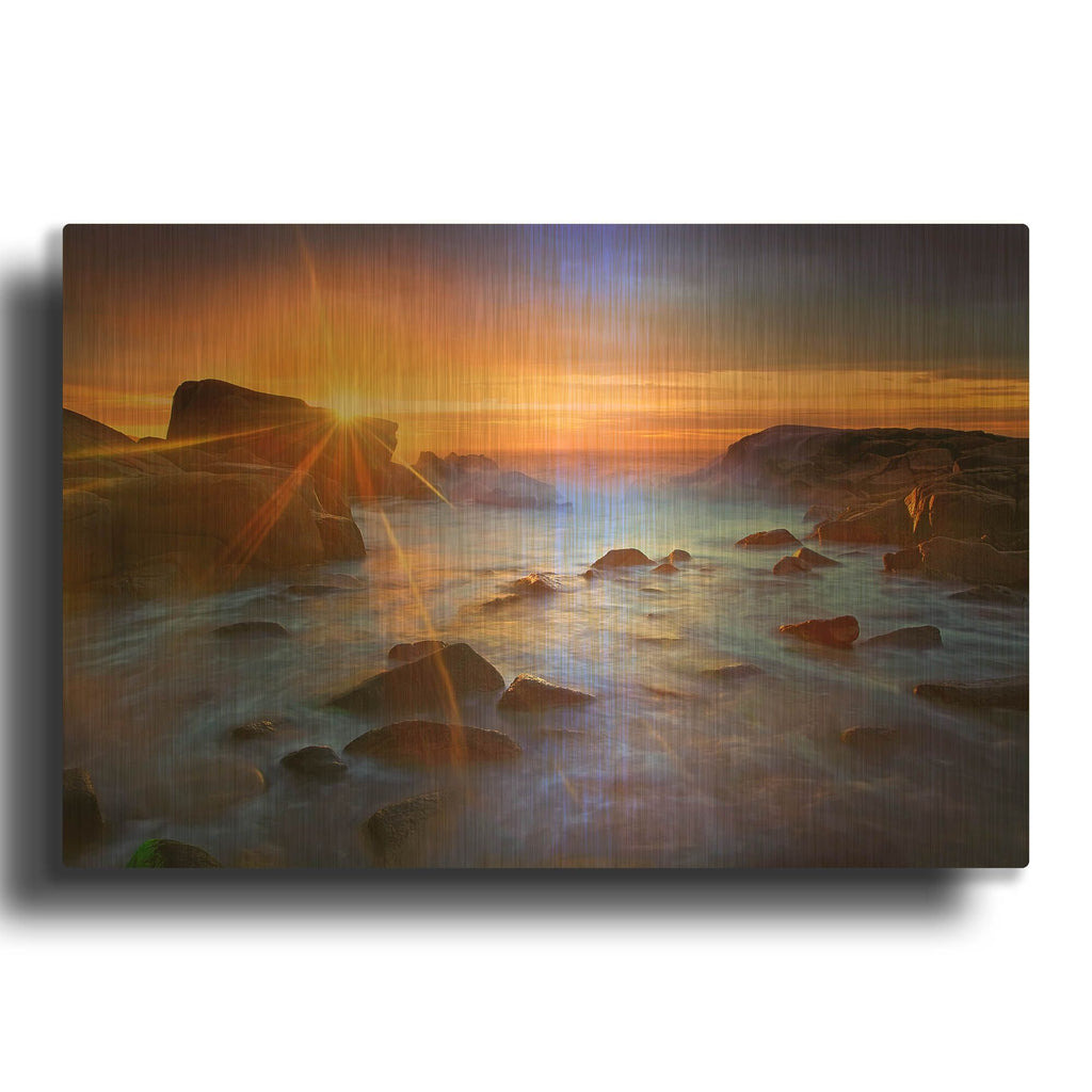 'Biddeford Sunrise' By Patrick Zephyr Gold Metal Wall Art