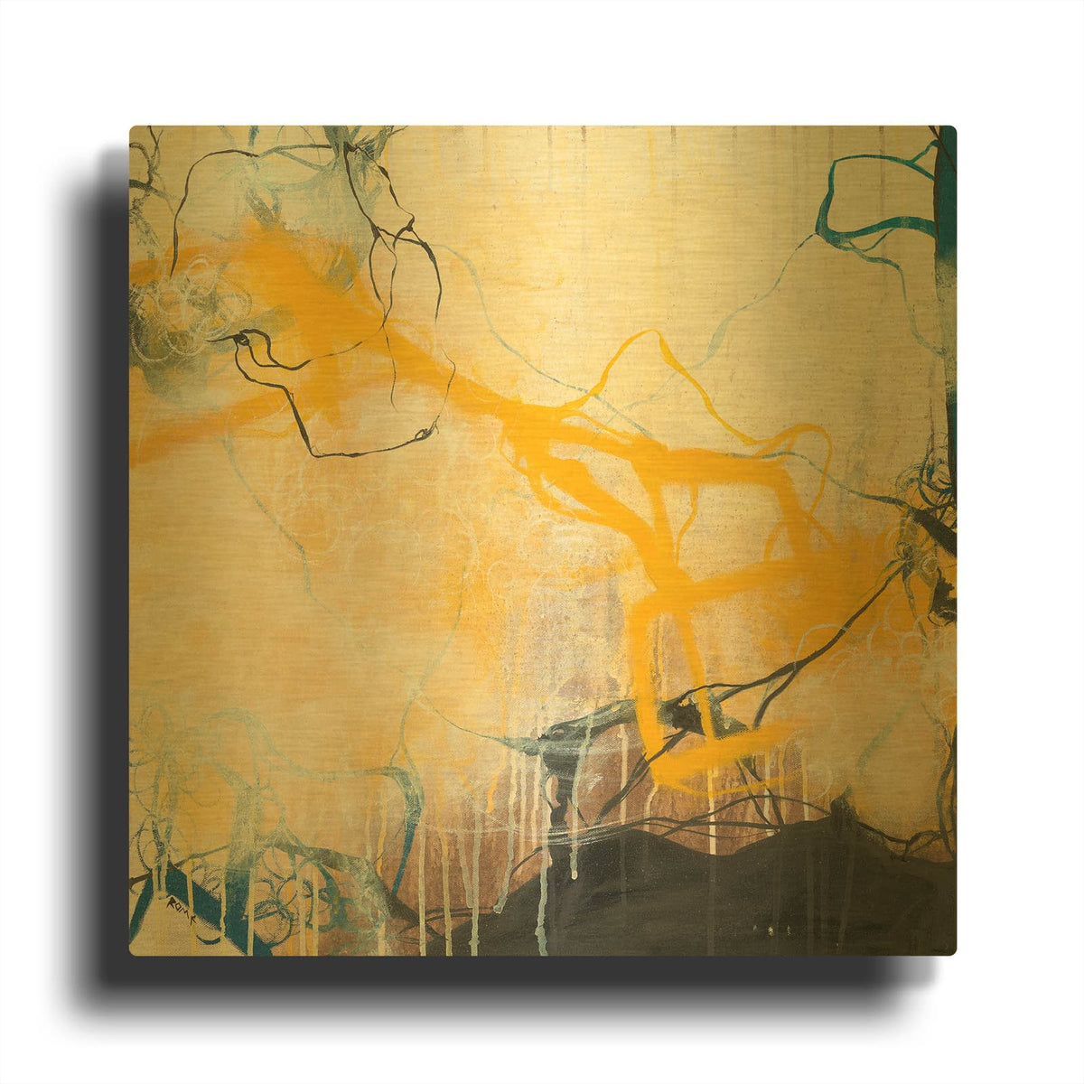 'Storms' By Romeo Zivoin Gold Metal Wall Art