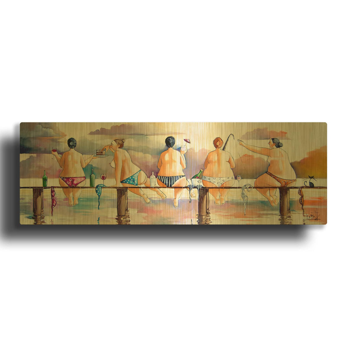 'On the Jetty II' By Ronald West Gold Metal Wall Art