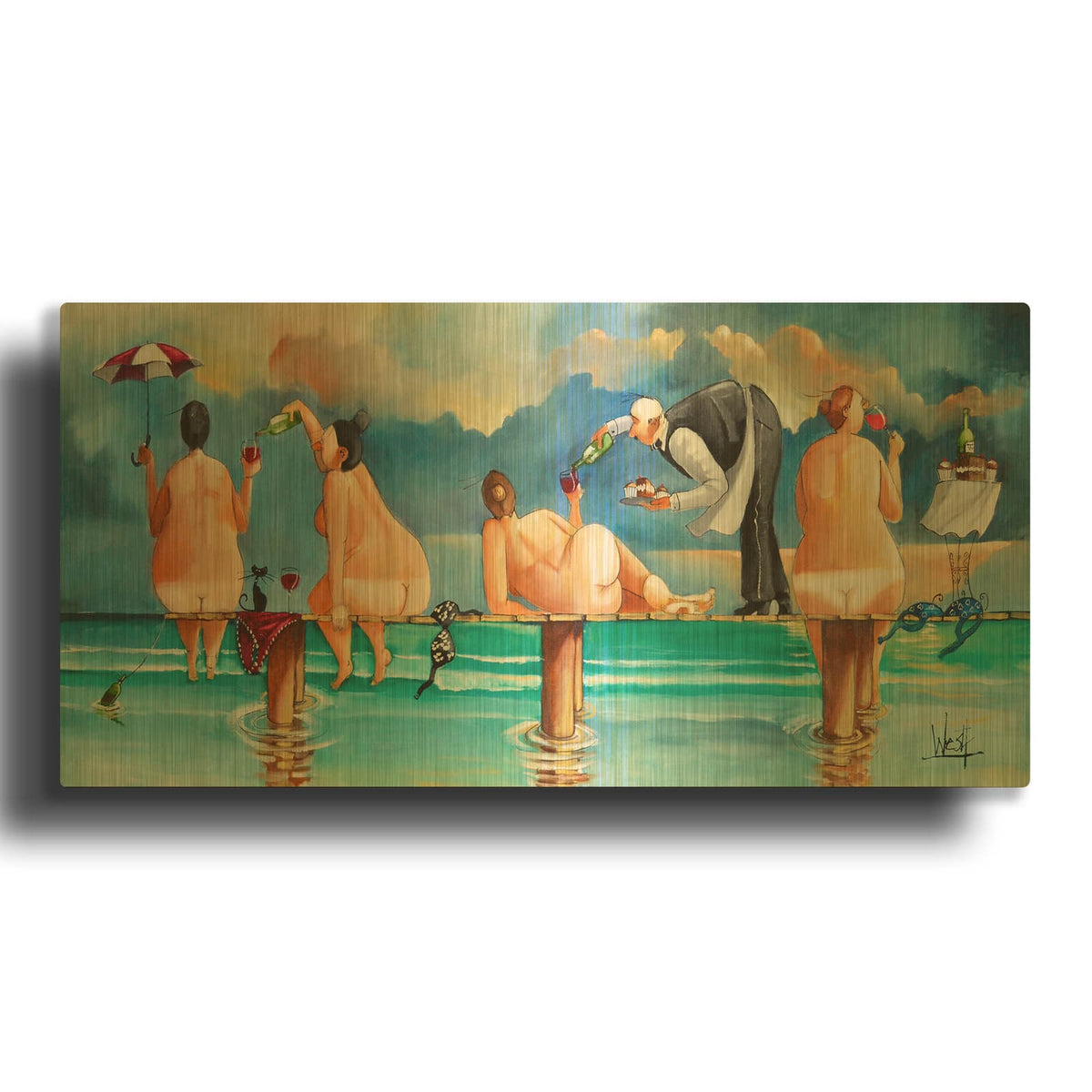 'Ladies Afternoon II' By Ronald West Gold Metal Wall Art